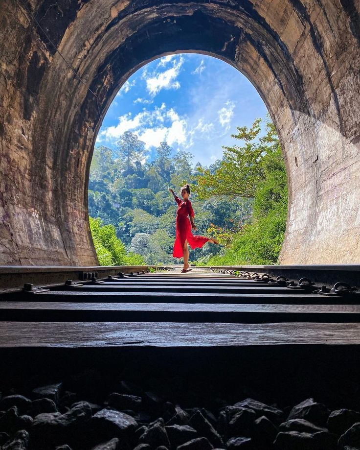 Blue hill-country train passing tea estates between Nanu Oya and Ella, Sri Lanka